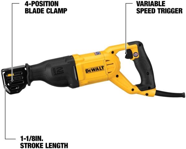 DEWALT Reciprocating Saw, Corded, 12-Amp (DWE305) 6