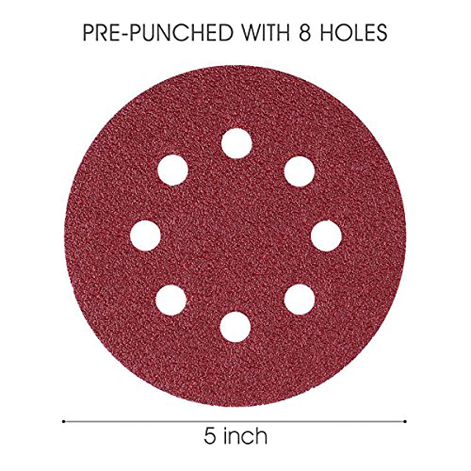 5 Inch 8-Hole Hook and Loop Sanding Discs 70Pc. | Coyote Tools