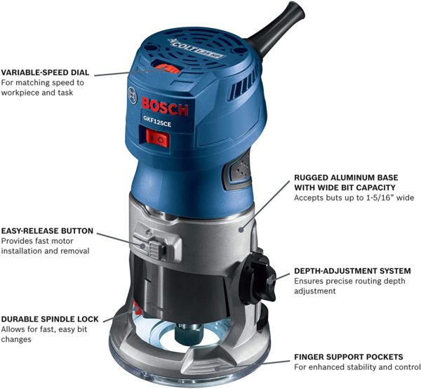 Bosch GKF125CEN Colt 1.25 HP (Max) Variable-Speed Palm Router Tool 6