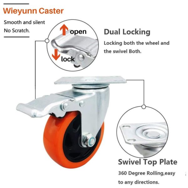 4 Inch Swivel Caster Wheels Set 2